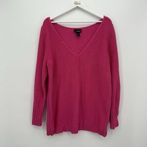 Lane Bryant Pink Cotton Knit V Neckline Sweater Size 18/20 Plus